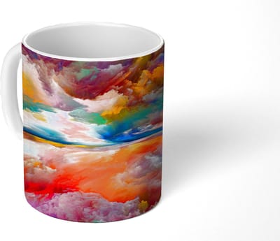 Mok - Koffiemok - Schilderij - Olieverf - Abstract - Wolken - Mokken - 350 ML - Beker - Koffiemokken - Theemok