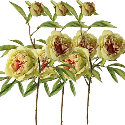 Topart Kunstbloem pioenroos Spring Dream - 3x - groen/roze - 73 cm - kunststof steel - decoratie