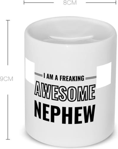 Akyol - i am a freaking awesome nephew Spaarpot - Neef - de meest geweldigste neef - verjaardagscadeau - verjaardag - cadeau - cadeautje voor neef - neef artikelen - kado - geschenk - gift - 350 ML inhoud