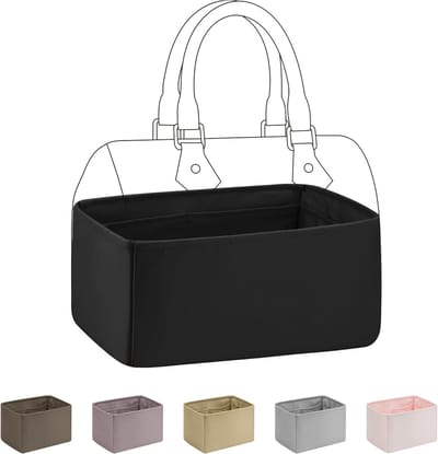 Silk Bag Organiser Insert voor LV Speedy - Luxe Handtas Organiser en Tote Shaper, Zwart, Perfecte Pasvorm en Stijlvolle Opberging