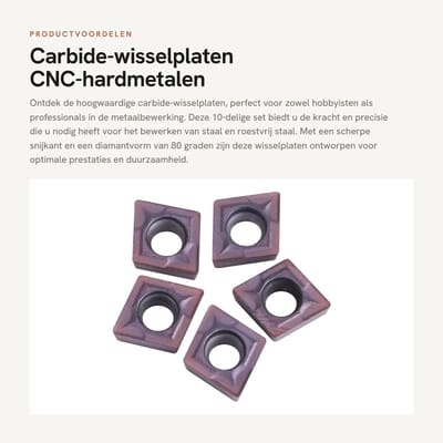 Dailygoods- Wisselplaten 10-delig - CNC-hardmetalen Blad - Draaigereedschap - CCMT060204 VP15TF - Voor staal/roestvrij staal - Hoogwaardige kwaliteit - Snijplaten