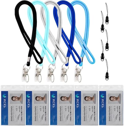 Transparante Waterdichte Badge ID Kaarthouder met Lanyard voor Kantoor - Verticaal - Set van 5 voor ID Kaarten en Labels