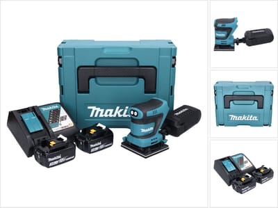 Makita DBO 480 RFJ accu-excentrische schuurmachine 18 V 112 x 102 mm + 2x accu 3,0 Ah + oplader + Makpac