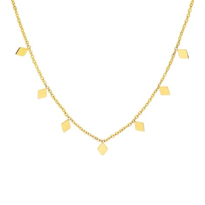 Lucardi Dames Stalen goldplated ketting met ruit - Ketting - Staal - Goudkleurig - 47 cm
