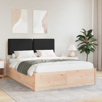 vidaXL - Bedframe - met - Gevoerde - Hoofdbord - Zwart - 160 - x - 200 - cm