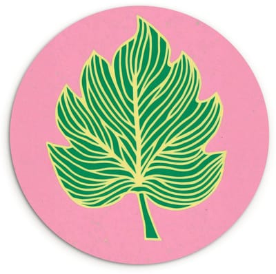 WallCircle® Wandcirkel 120x120 cm - Muurcirkel Blad - Groen - Illustratie - Minimalistisch - Muurdecoratie woonkamer - Wanddecoratie slaapkamer - Kamer decoratie accessoires - Ronde schilderijen XXL