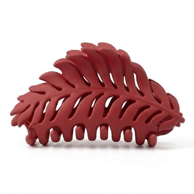 Rood bladvormige haar clip dames – matte kunststof haar klem – grote antislip haar clip – stevig haar accessoire voor dagelijks gebruik
