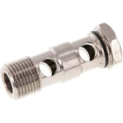 Banjobout 2-weg Vernikkeld Messing G1/2'' Buitendraad NBR