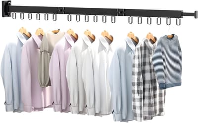AHD® Wanddroogrek - Wanddroogrek Inklapbaar - Droogrek Muur - Wanddroogmolen - Ijzerhoudend - 120cm x 30cm x 90cm