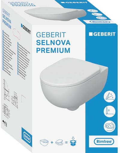 Geberit Selnova Premium Wandclosetpack WC - toiletset - 36x53x38cm - diepspoel - spoelrandloos - keramiek - glans wit
