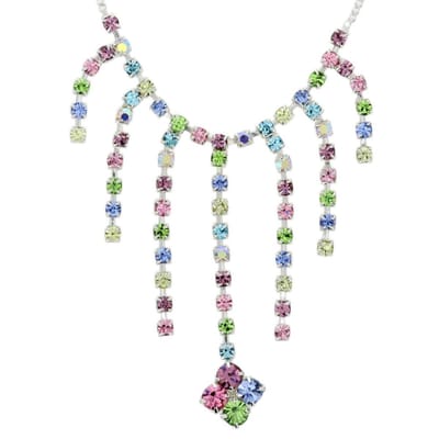 Behave - Zilverkleur ketting met kleurrijke steentjes - Feestelijke look