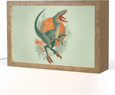 Nachtlampje 30x20 cm - Kinder lampje - Dino - Bladeren - Grafisch - Groen - Tafellamp kinderkamer - Slaapkamer lamp - Bedlamp kinderen - Kinderlampje stopcontact - Wandlamp babykamer - Nachtlampjes