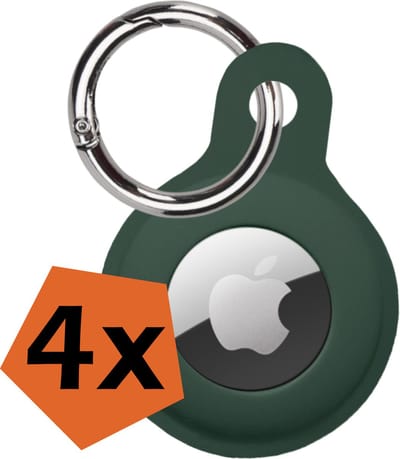 Hoesje Geschikt voor Apple AirTag Sleutelhanger Hoes Siliconen Hoesje - Siliconen Hoesje Geschikt voor Apple AirTag-Sleutelhanger Hoesje - Donkergroen - 4 PACK