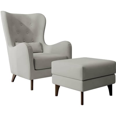 Fauteuil met hocker Casara velvet | NADUVI Collection