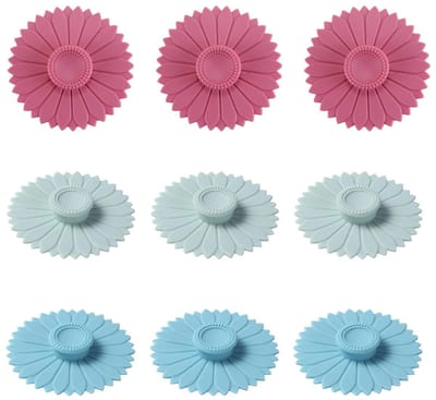 Dailygoods- Siliconen Bekerdeksels Herbruikbaar - 3 Stuks - Bescherming Tegen Insecten/Stof - Luchtdichte Afsluiting - 10,4 cm - Zonnebloemontwerp