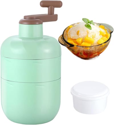 IJsmachine - Sneeuwkegel Maker - Frisdranken Maken - Handmatig Gedraaid - 26 x 13 x 13 cm - Cyaanblauw