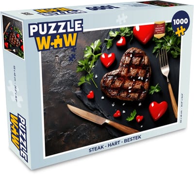 Puzzel Steak - Hart - Bestek - Legpuzzel - Puzzel 1000 stukjes volwassenen