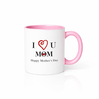 I Love You Mom Koffiemok - Moederdag Cadeau 2026 - Roze/Wit - 330ml