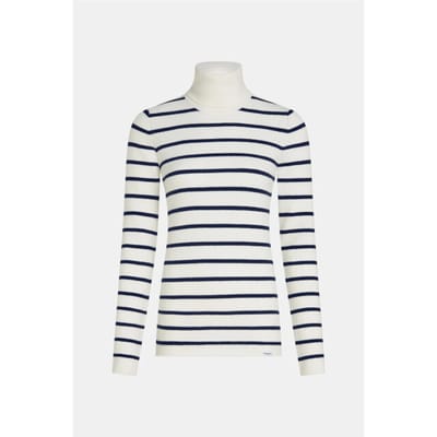 Penn & Ink W26b435 5-655 penn en ink jumper stripe ecru tabac