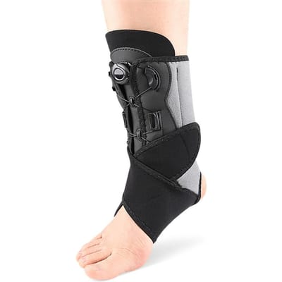 Attelle de cheville à compression avec bouton réglable et double support en plaque d'aluminium pour attelle de pied et protection Free Size gray