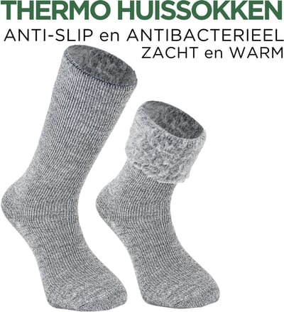Norfolk Warme Antislip Huissokken - Fluffy sokken - Warme Pluche - Dikke Slofsokken - Winterhuissokken - Maat 43-46 - Grijs - Mercury