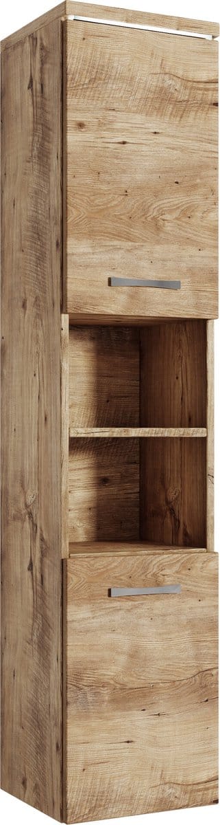 Badplaats Badkamerkast Paso 35 x 35 x 160 cm – Kastanje Eiken – Hangende Kolomkast met 2 Deuren