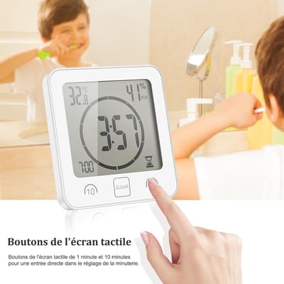 Wekker-Badkamerklok-Badkamerklok waterdicht-douche klok-Lcd digitale Douchewekker- Douche Wandklok- Luchtvochtigheid Temperatuur Digitale Klok- Countdown Timer voor Douche Keuken