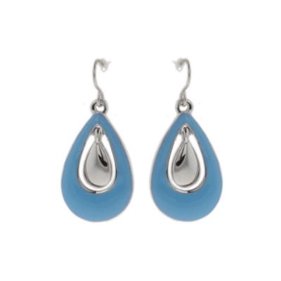 Behave - Oorbellen - Oorhangers - Druppelvorm - Blauw - Zilverkleur - Dames - Elegant & Tijdloos - 3 cm
