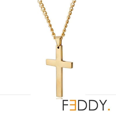 Ketting choker Cross titanium goud kleur