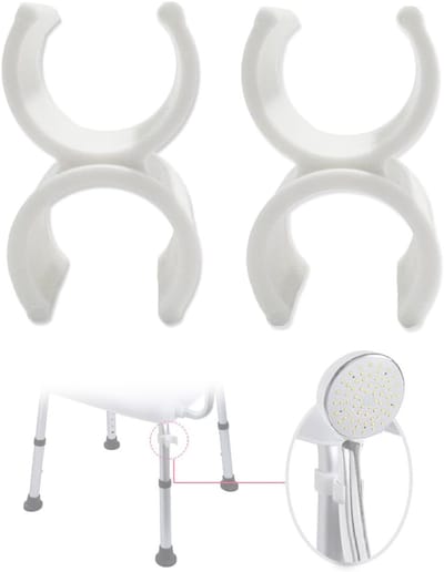 Douchehouder Bevestiging - Badstoel Accessoire - Handdouche Binnen Bereik - Verstelbare Diameter - 2 Stuks - Wit