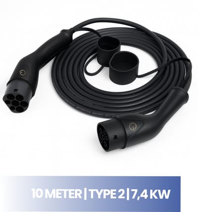 Type 2 laadkabel auto 7,4 kW | laadkabel type 2 | laadkabel elektrische auto | 32A 1-fase | 10 meter | EV laadkabel | voor thuislader auto en laadpaal | waterdicht | met opbergtas