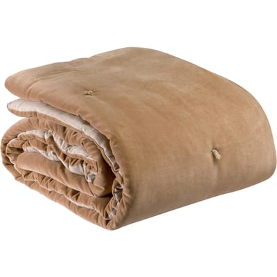 Geknoopte punten deken Elise in katoen en polyester, 140 x 200 cm, kleur camel