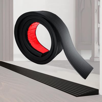 Drempelhelling van rubber 200 x 8 x (1-3) cm, zelfklevend, aanpasbaar voor naadloze overgang, ideaal voor drempels en toegangspunten