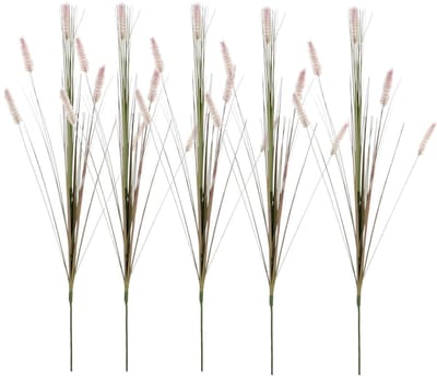 Mica Decorations - 5x - Rietgras/pluimgras kunstplant losse steel - takken - groen/paarse pluimen - 84 cm