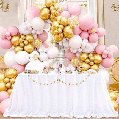 Tafelkleed Pailletten - Bruiloft Kleed Tafel - Feestdecoratie - Naadloos Ontwerp - 152 x 259 cm - Wit