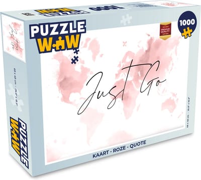 Puzzel Kaart - Roze - Quote - Legpuzzel - Puzzel 1000 stukjes volwassenen