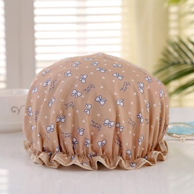 2  x Dikke Douche muts - Shower Cap - Orange Bow - Waterdicht - BadMuts - Dubbele Laag - Douchemuts Haar Cover Bedekking - Vrouwen Benodigdheden DoucheCap Badkamer Accessoires
