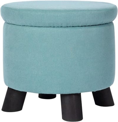 Voetenbankje Opberg - Ottomaanse kruk - Extra zitruimte - Verborgen opbergruimte - 33x30 cm - Meerblauw