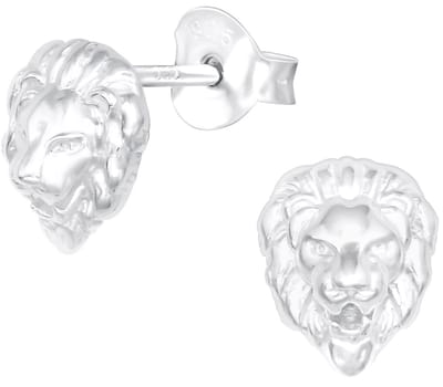 Joy|S - Zilveren leeuw oorbellen - 6.5 x 8 mm - leeuwenkop oorknoppen