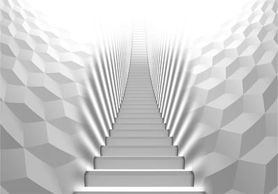 Fotobehangkoning - Behang - Vliesbehang - Fotobehang Geometrische Gang 3D - Mneme - 400 x 280 cm