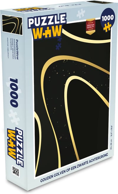 Puzzel Gouden golven op een zwarte achtergrond - Legpuzzel - Puzzel 1000 stukjes volwassenen