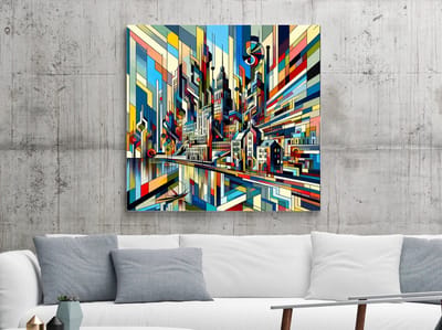Abstract groningen schilderij | Groninger abstracte kunst; een evolutie van expressieve kleuren en vormen | Kunst - 40x40 centimeter op Dibond | Foto op Dibond