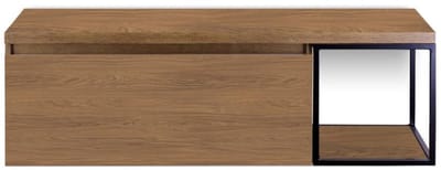 Frozen Badmeubelset 140 cm - Greeplijst in Kleur - Zwart Frame - Wastafelbovenblad Honey