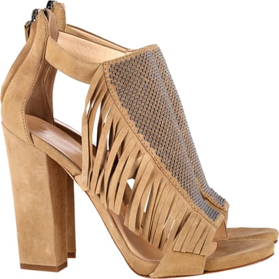 Giuseppe Zanotti Alabama Fringed Sandalen in Beigekleurig Suède