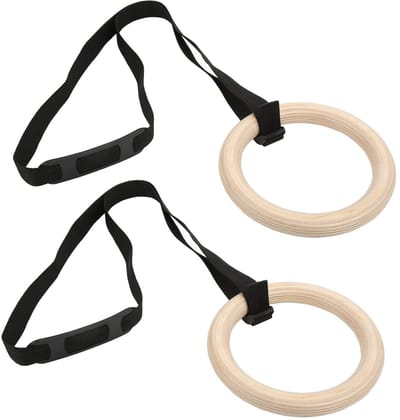 Dailygoods - Gymnastiekringen van Hout met Verstelbare Riemen voor Thuis Workout