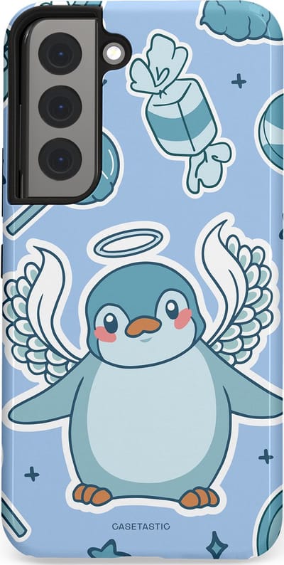 Casetastic Hoesje Geschikt voor Samsung S22 - Stijlvolle Beschermende Duo-layer Case - Pinguin vleugels