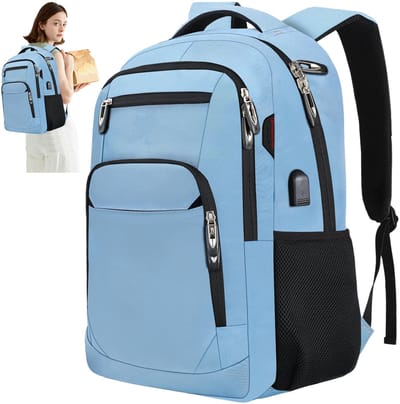 MIVRAY Reistassen - Rugzak, Laptop Rugzak, Travel Rugzak, Grote Capaciteit Rugzak, Backpack Voor Werk En Reizen, Lichtgewicht Grote Capaciteit Rugtas, 18 Inch Rugzak, Travel Backpack Met Veel Vakken, Lichtblauw, Oxford-Stof