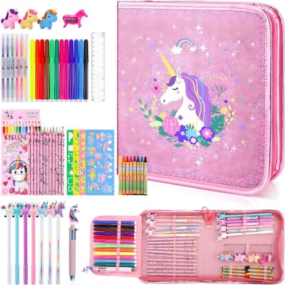 DnA® Tekenset - Tekendoos - Tekenkoffer - Tekenset Volwassenen - Tekendoos Voor Kinderen - Roze - 25cm x 23cm x 5cm