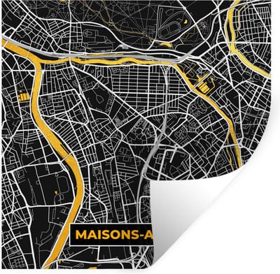 Muurstickers - Sticker Folie - Kaart – Stadskaart – Maisons-Alfort - Plattegrond – Frankrijk - 100x100 cm - Plakfolie - Muurstickers Kinderkamer - Zelfklevend Behang XXL - Zelfklevend behangpapier - Stickerfolie