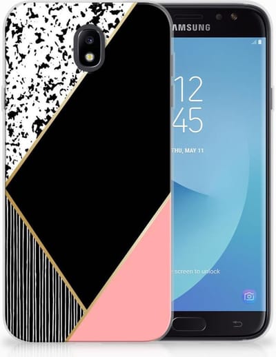 Samsung Galaxy J7 2017 | J7 Pro TPU Hoesje Zwart Roze Vormen